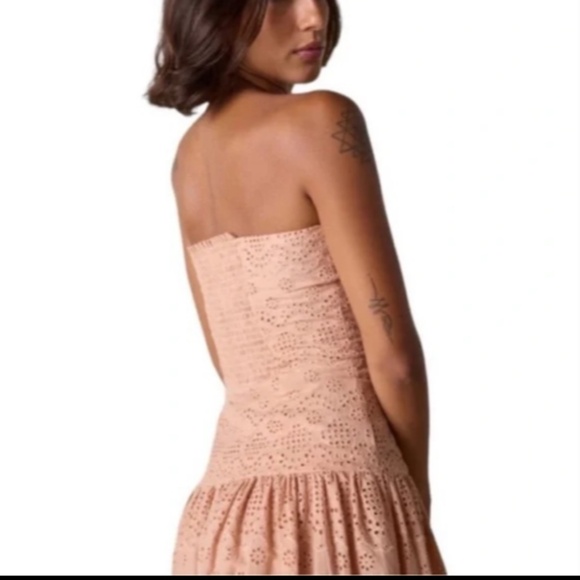 St. Roche Benedict Embroidered Eyelet Halter or Strapless Midi Dress Tan Size 8 - Picture 3 of 16